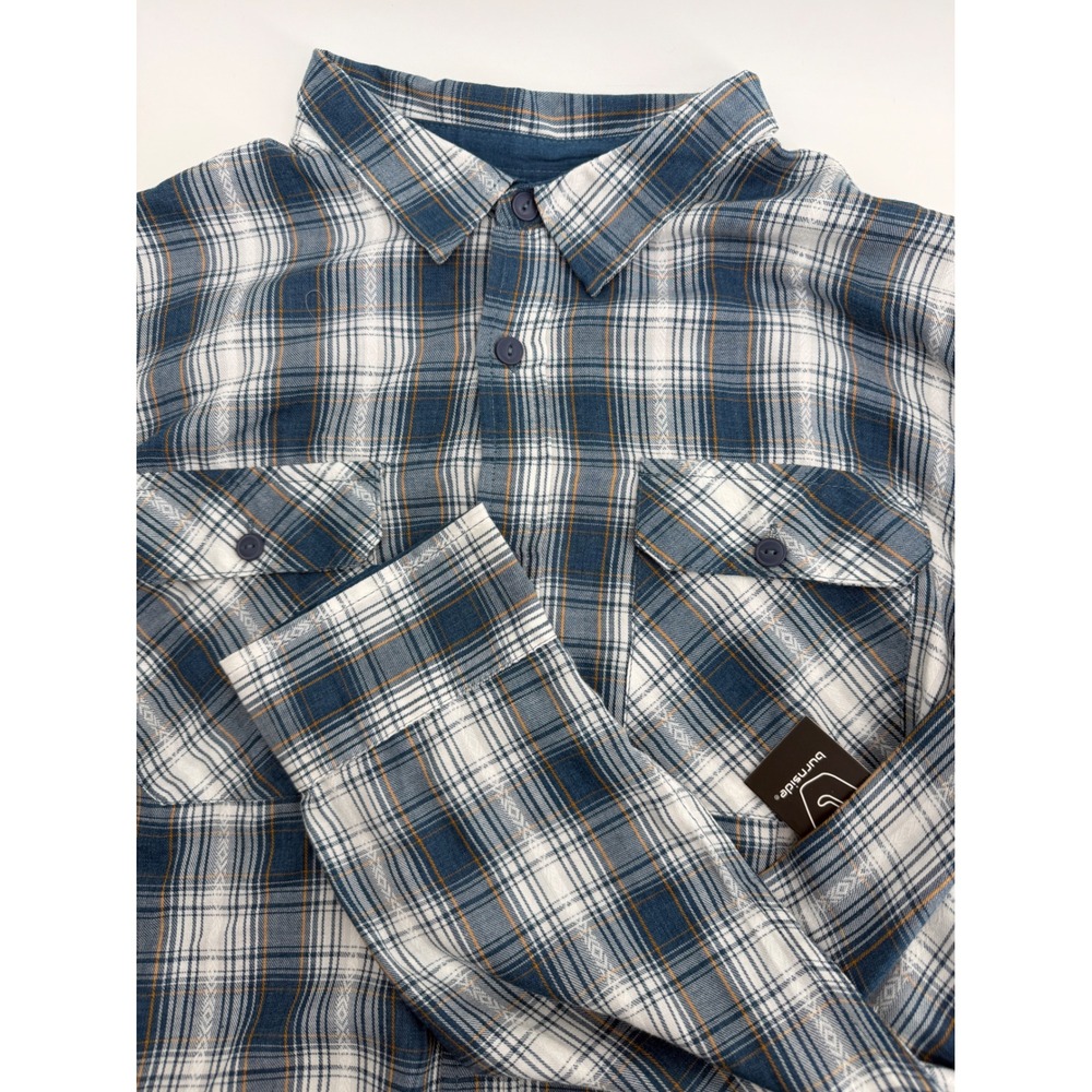 Burnside Mens Blue Plaid Long Sleeve Button Down Shirt XL BL8271 New
